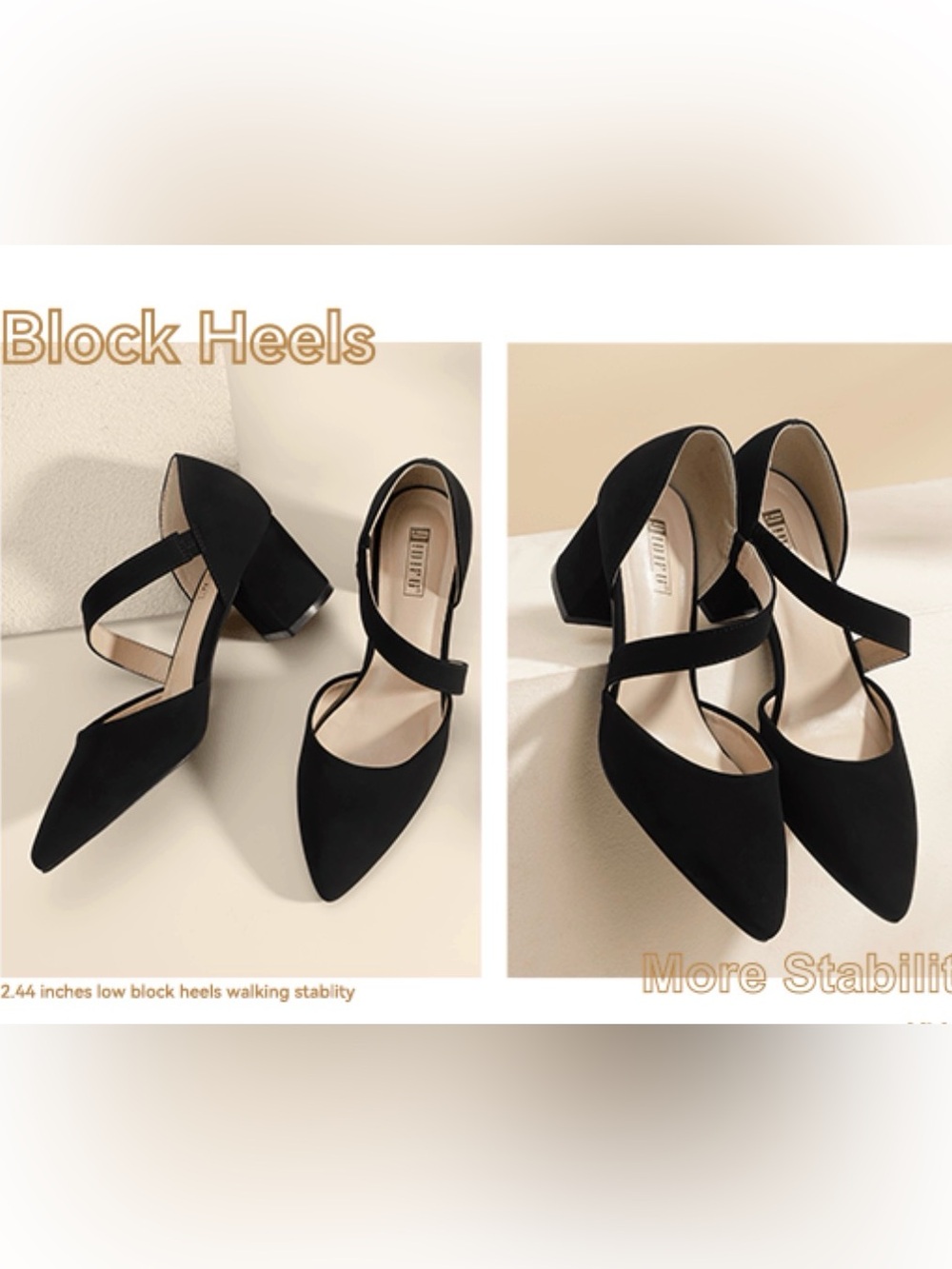 Women's Black Pointed-Toe Block Heel Pumps/ Size 7.5/ Color Black